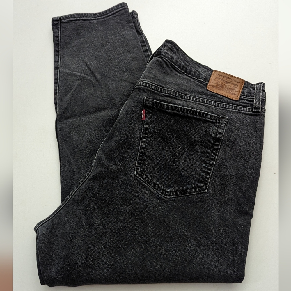 Levi’s Premium Gray High Waisted Jeans Wedgie Skinny Cropped 20W Black - Picture 9 of 10